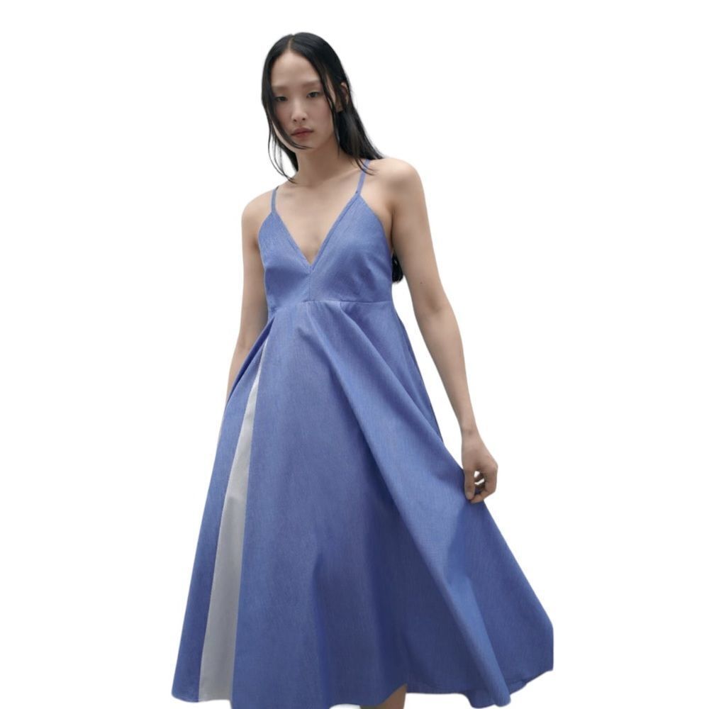 Zara Blue and White Midi Dress - Picture 7 of 10